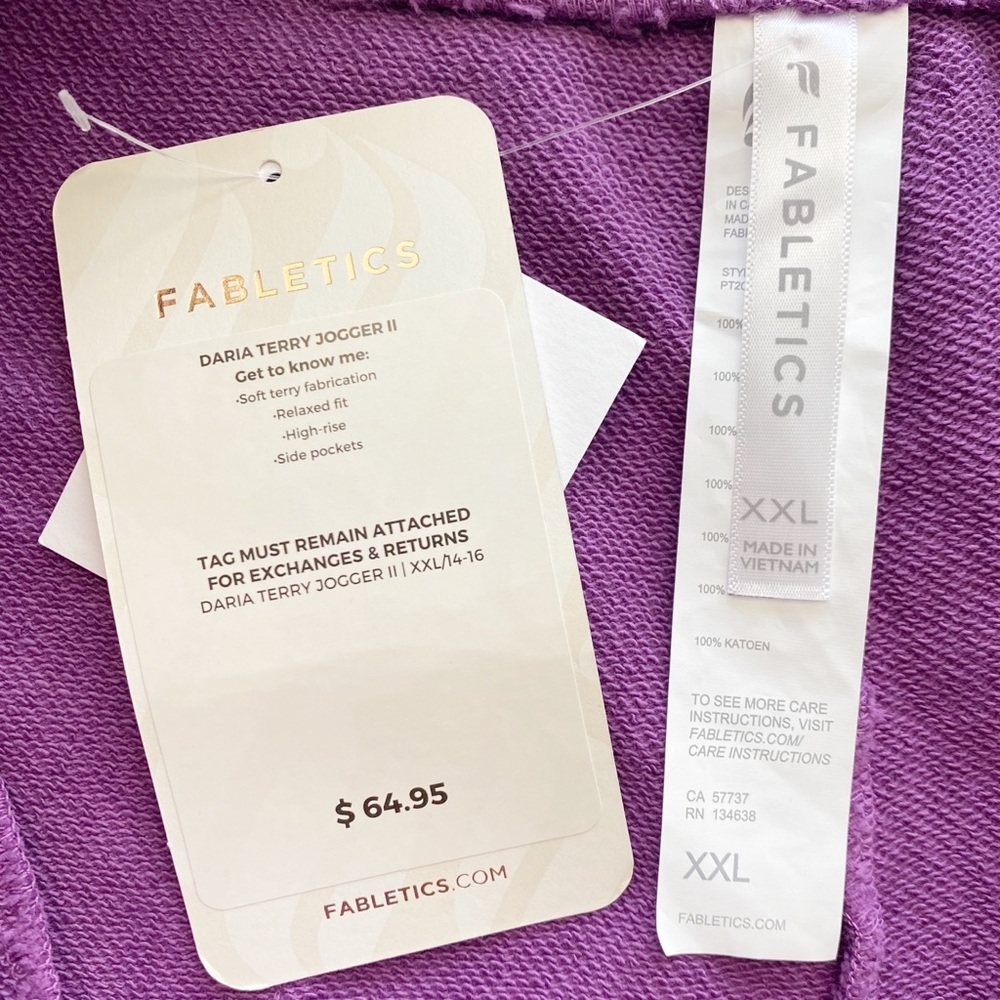 SOLD Fabletics Daria Terry Purple Jogger II Pants - Picture 9 of 11